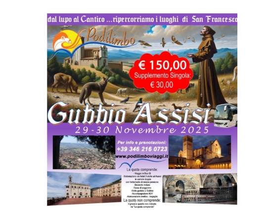 Tour di Gubbio ed Assisi in Autobus Viaggi di Gruppo